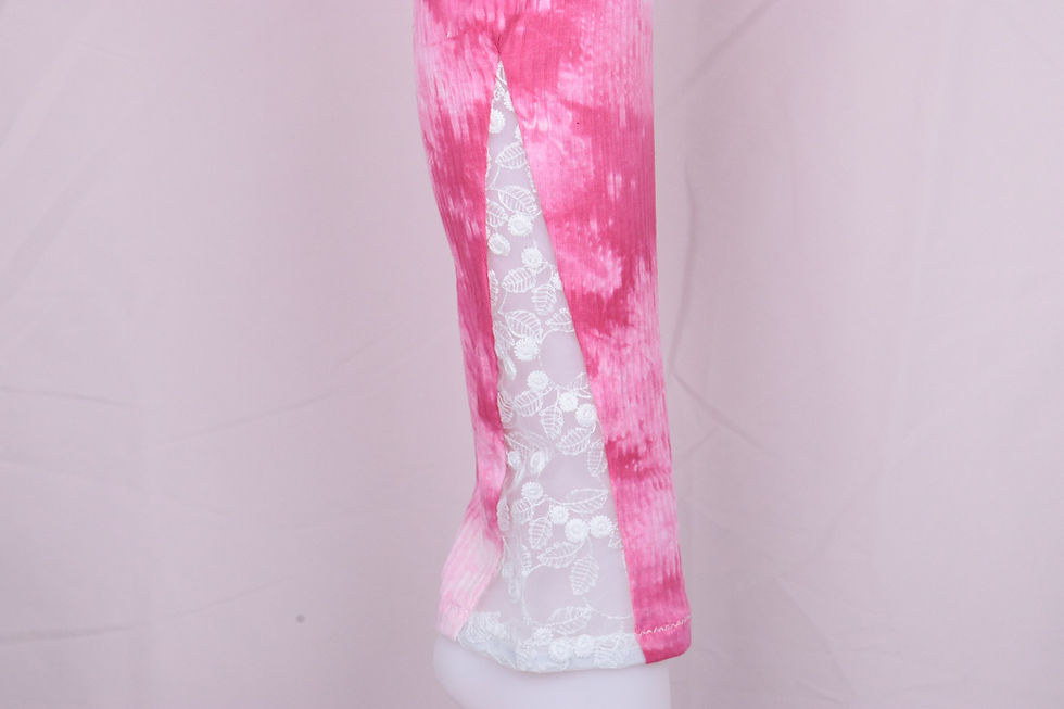 Thumbnail: Lace Leg Warmer-Strawberry Sundae with White Floral Lace- XS
