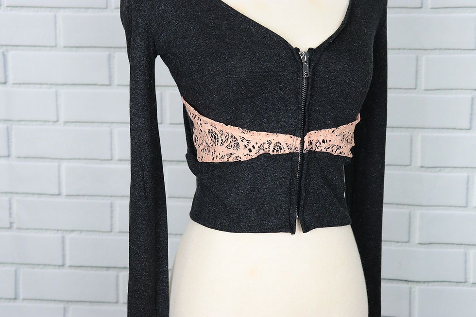 Thumbnail: Lace Jacket- Black and Peach-M