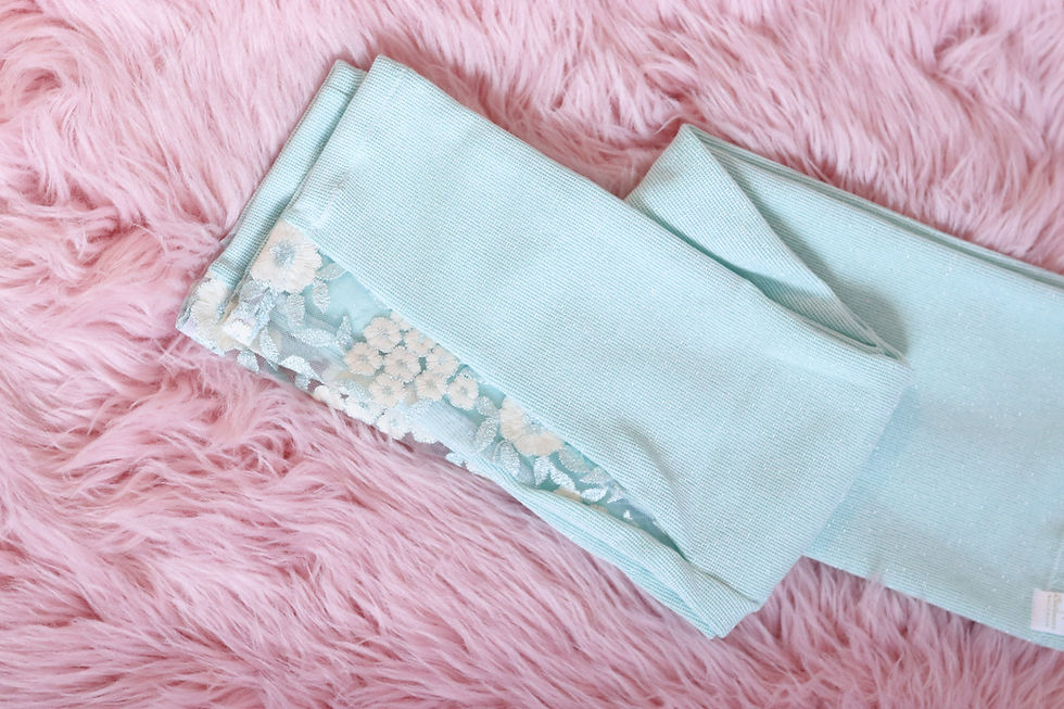 Thumbnail: Leg warmer-Sparkly Mint with Floral Lace