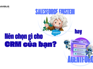Biểu đồ so sánh Salesforce Einstein vs Agentforce – Agentforce đại diện cho AI tự động, Einstein là trợ lý thông minh