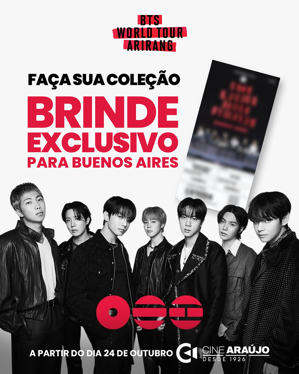Show do BTS da "Arirang World Tour" será transmitido nos cinemas do Brasil
