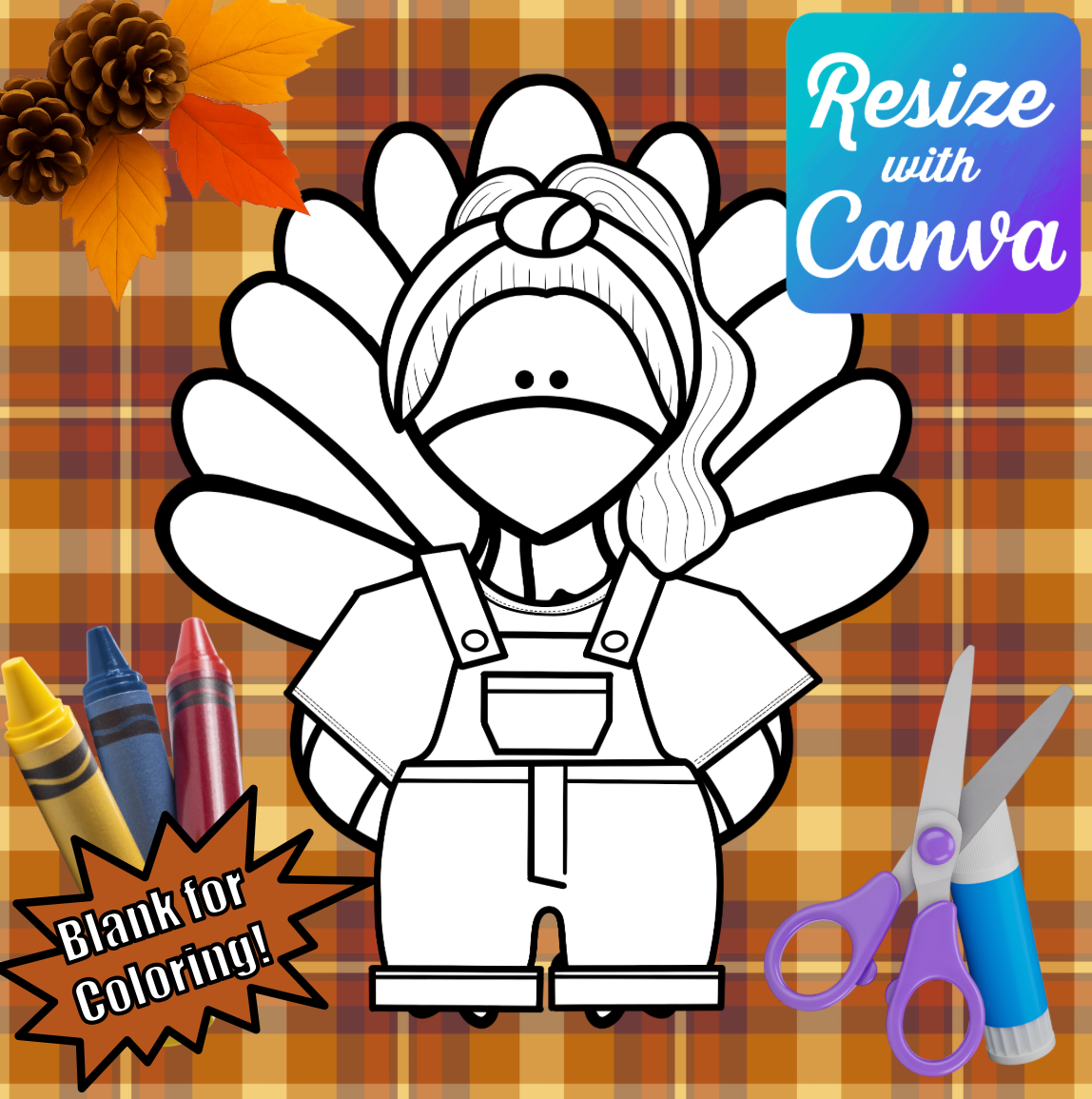 Disguise a Turkey-TV Teacher Blank Template Disguise-Digital Download