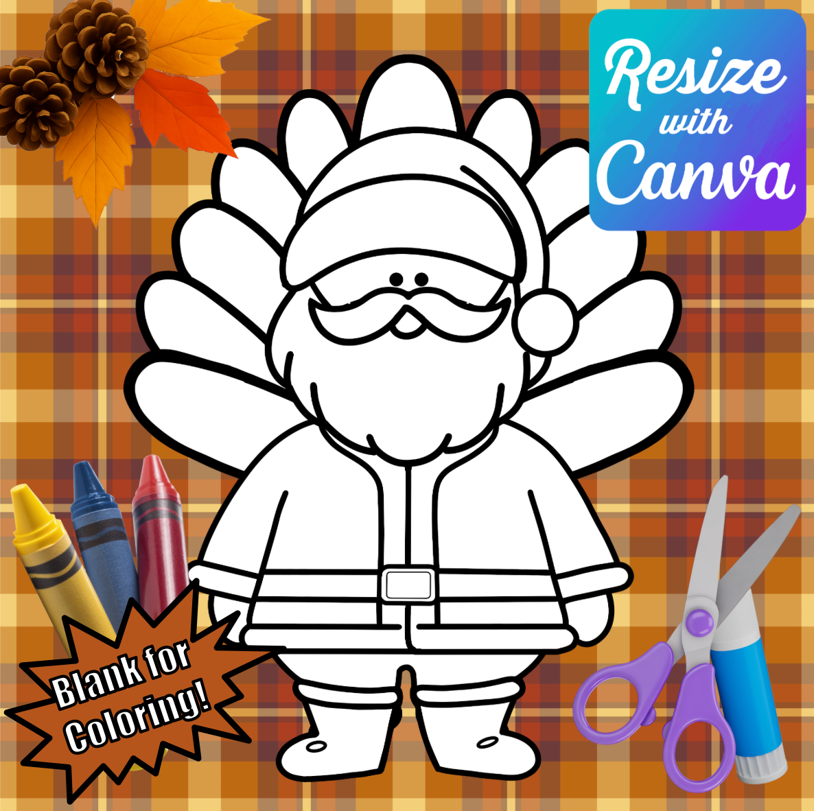 Disguise a Turkey- Santa Blank Template Disguise-Digital Download