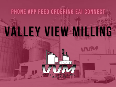 Red graphic image with Valley View Milling wording and logo on it.