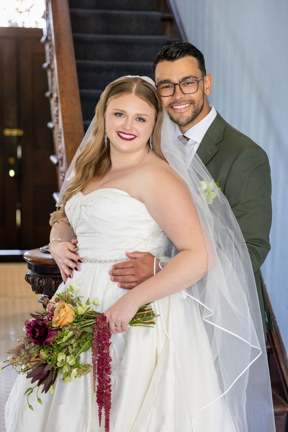 Couple on wedding day. 