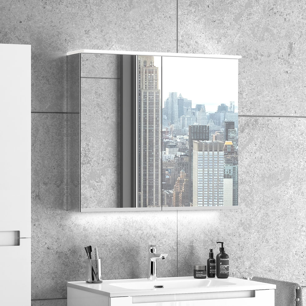 Miniaturbild: Premium Spiegelschrank 80 cm mit zwei Türen, mit Waschplatz-Beleuchtung