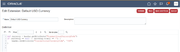 Order Management Extension Screen