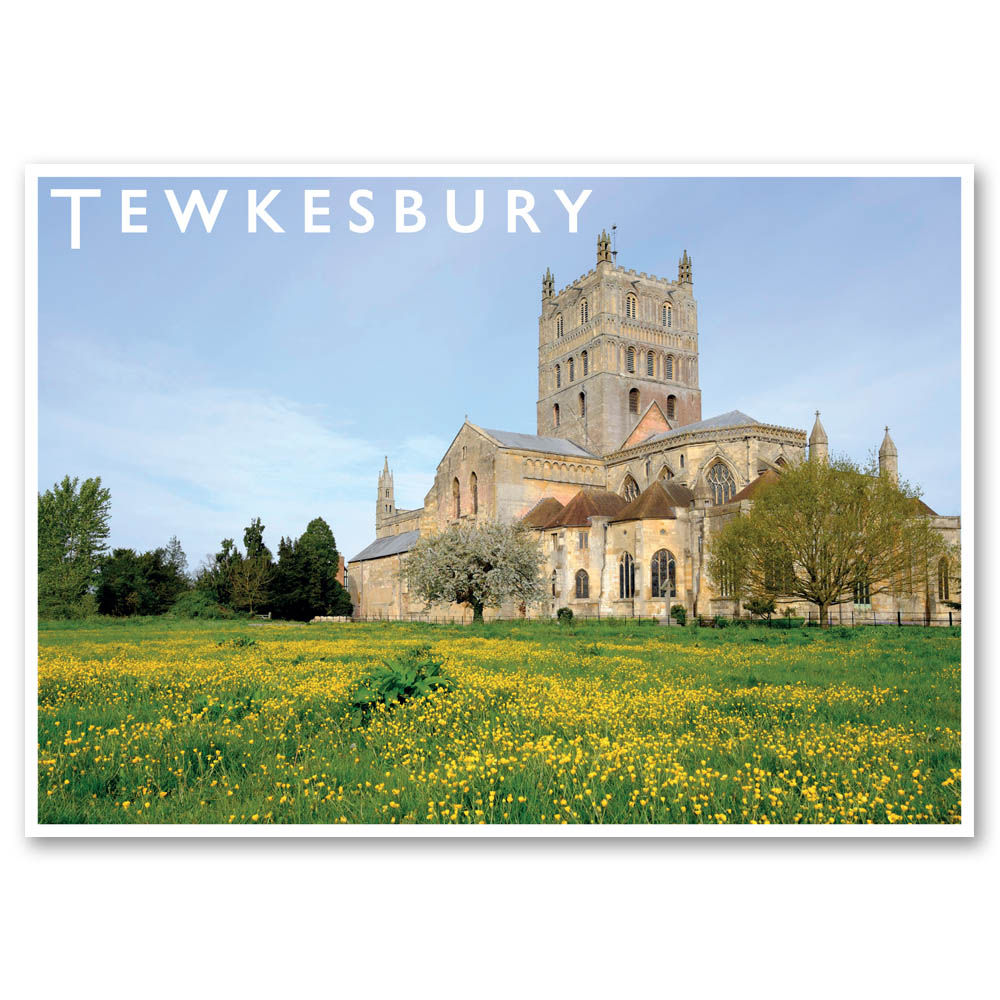Tewkesbury Abbey view over fields