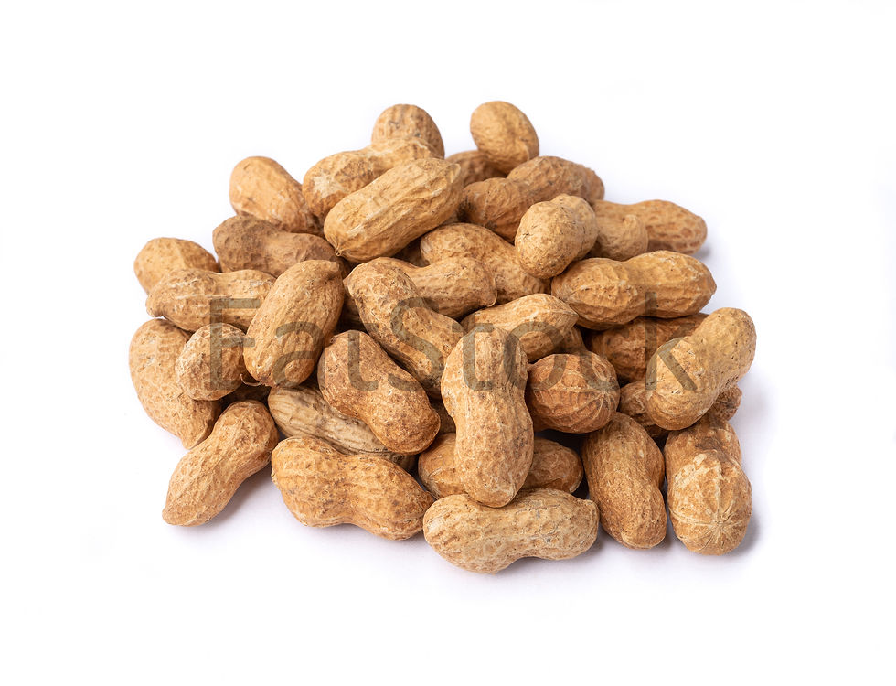 Amendoins com casca isolados em fundo branco.