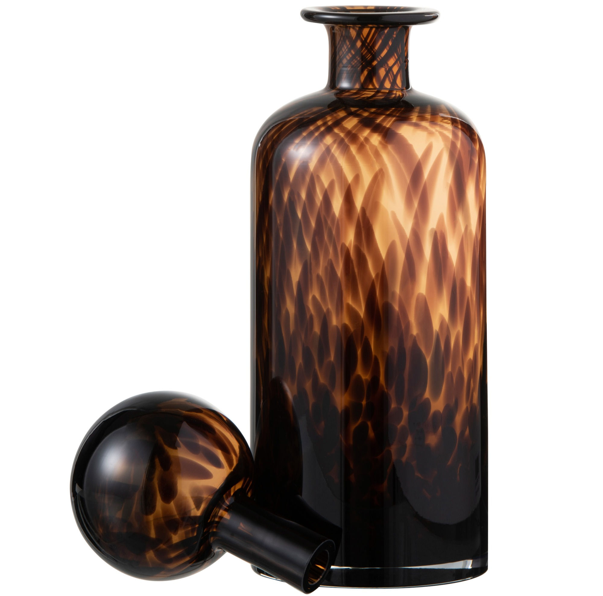 Carafe léopard verre marron-noir
