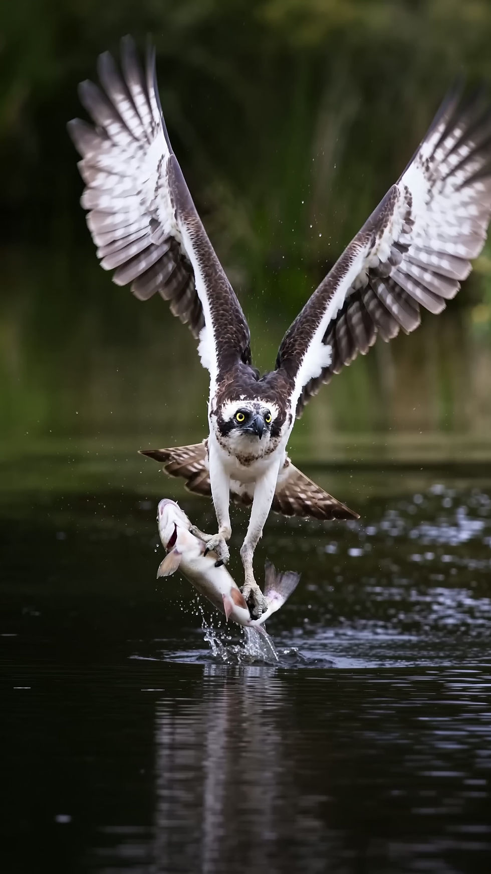 osprey flying with fish