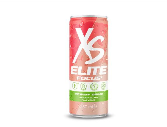 XS™ Boisson Focus Power Drink pêche-goyave (250 ml. 12 canettes par carton)