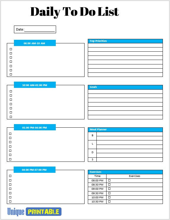 Daily Most Important Task Daily To-Do List Templates