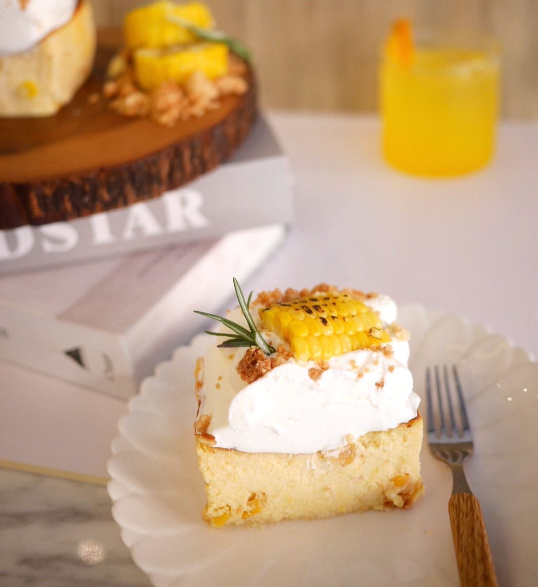 Sweet corn cheesecake