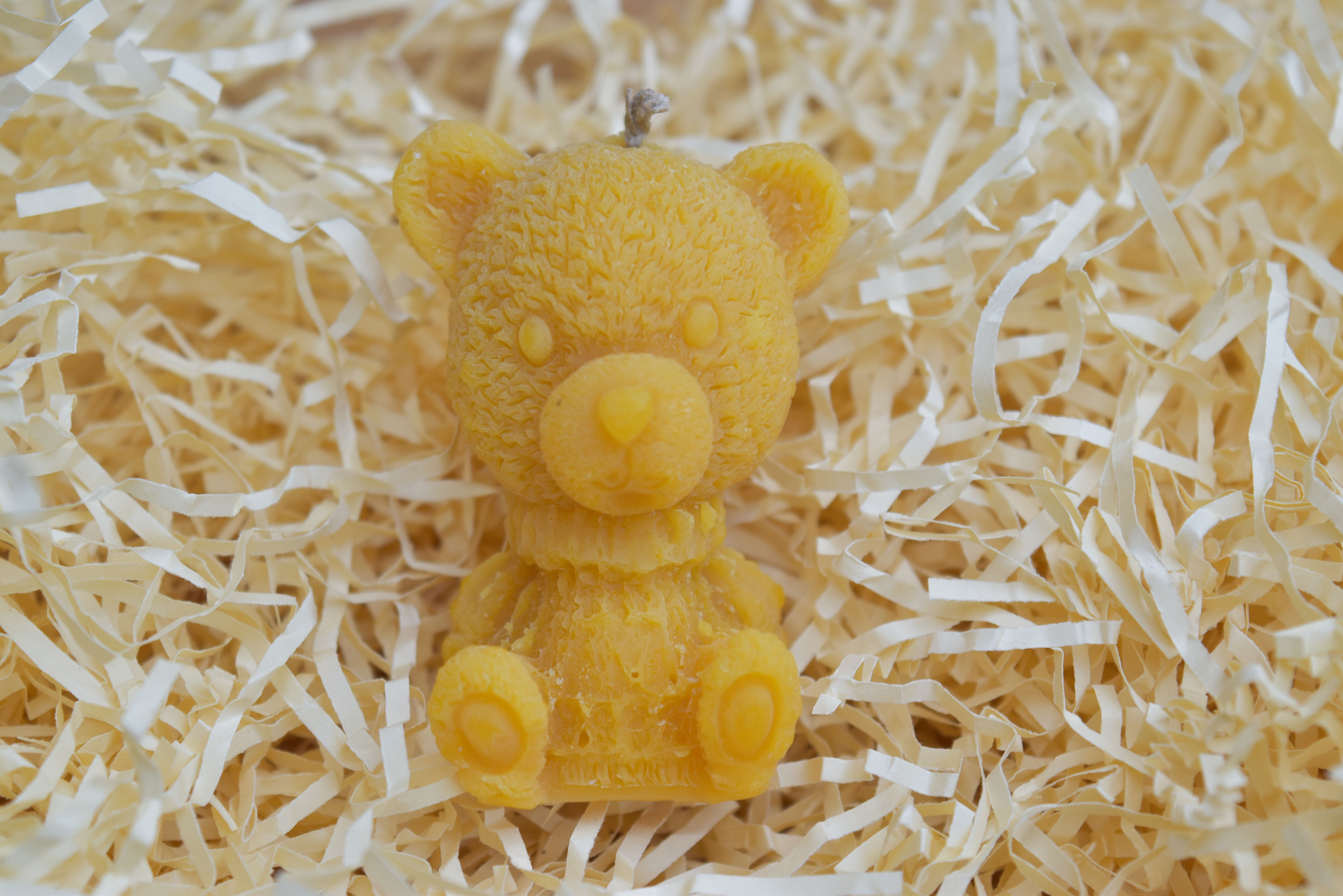 Bear candle in organza bag - 3 pieces