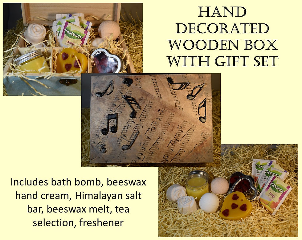 Wooden box gift set - Music note - Handmade natural cosmetics