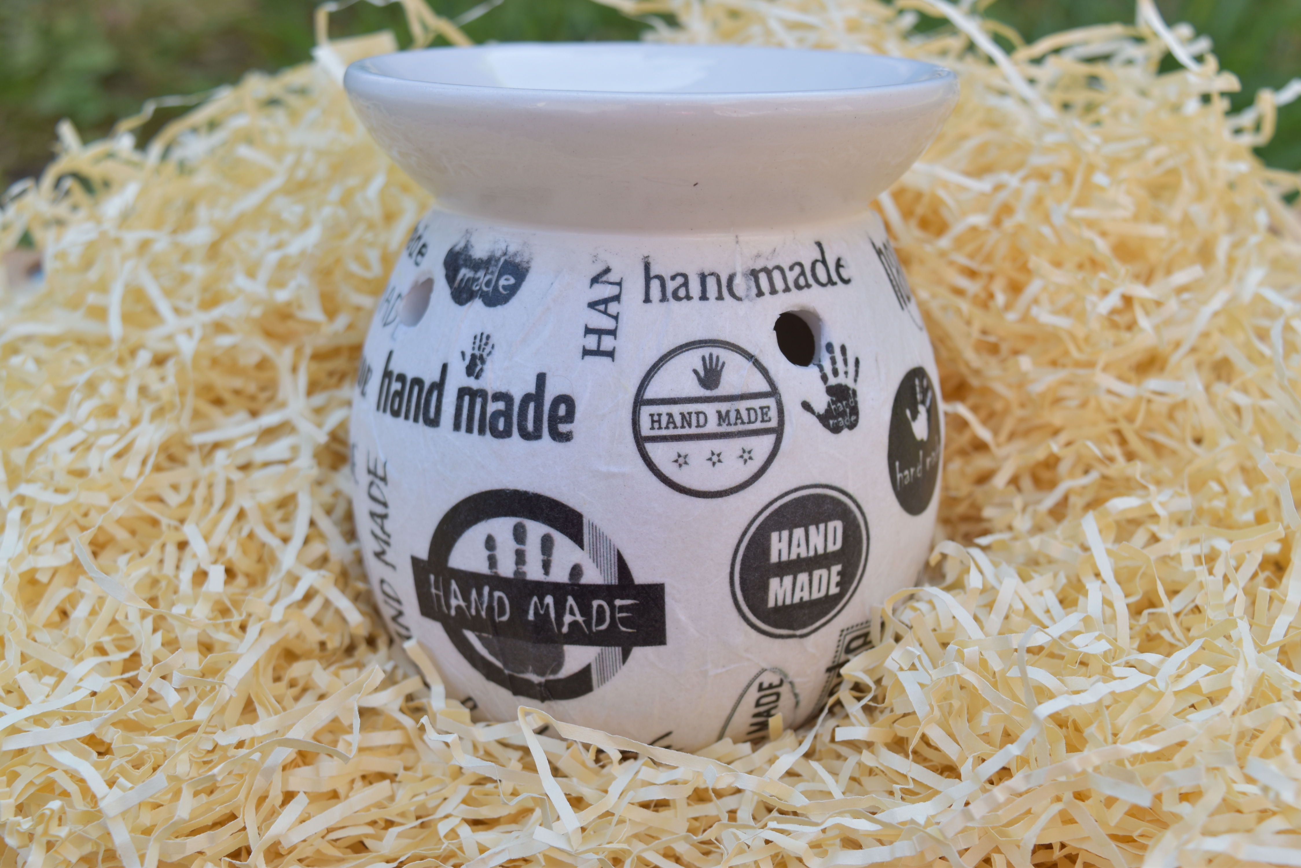 Hand decorated wax melt burner / tealight holder - Handmade