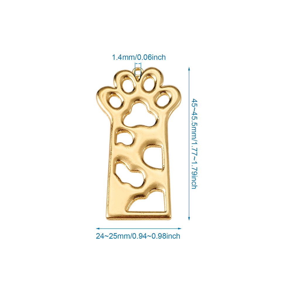 Open Back Bezel Pendant,Cat paw, Golden