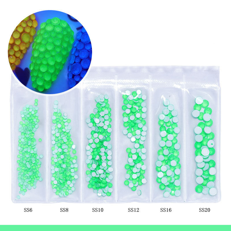 Miniature : Glass Luminous Rhinestone Decoration, Faceted, Flat Round - Different colors