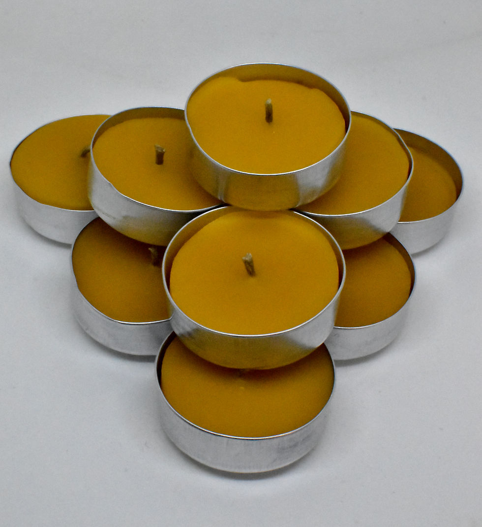 Tealights in organza bag - natural colours - 5 pieces