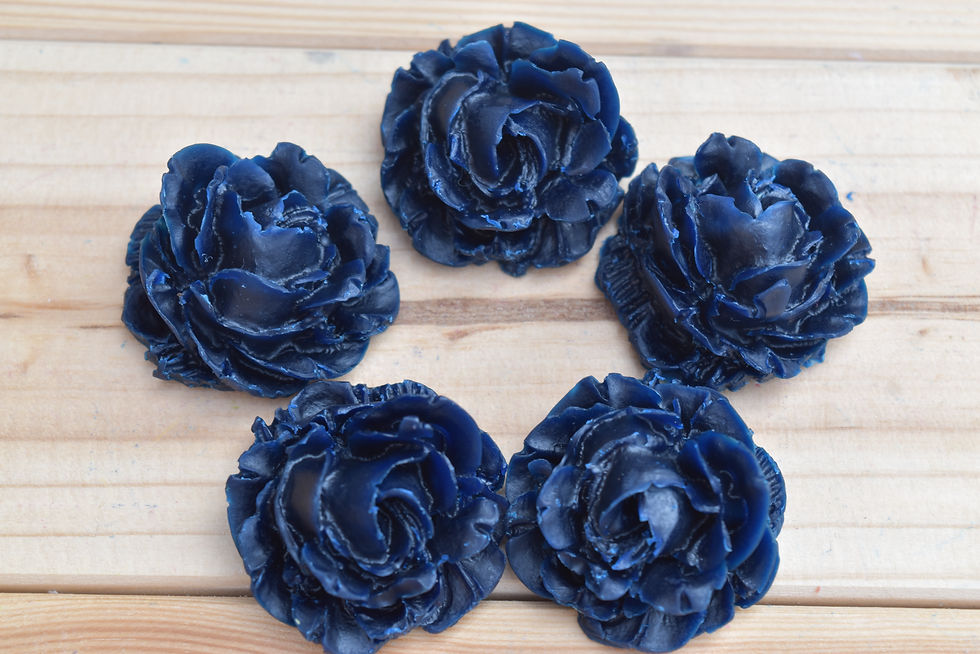 Rose shaped melts in organza bag - blue color - 5 pieces