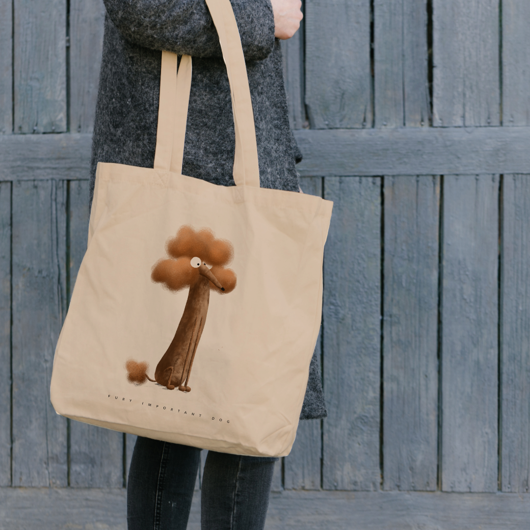 Bio-Stoffbeutel "Furry Important Dog" - Lustiger Pudel Beutel