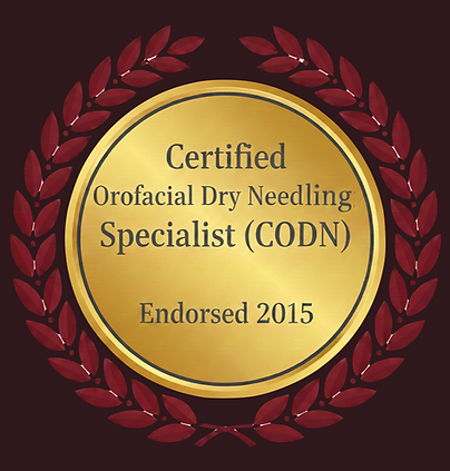 Certified Orofacial Dry Needling Specialist (CODN) professional seal for Dr. Jonathan Schaefer with 15 years of specialized clinical experience.
