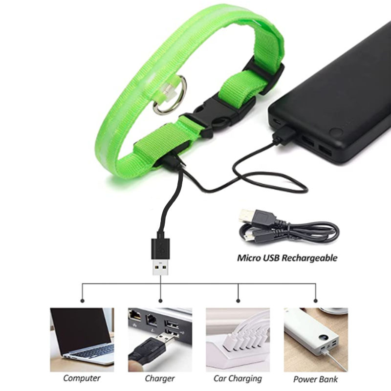 Thumbnail: 3 Modes Dog Luminous Charge Collar Led Usb Cat Dogs Collars Detachable Night Led