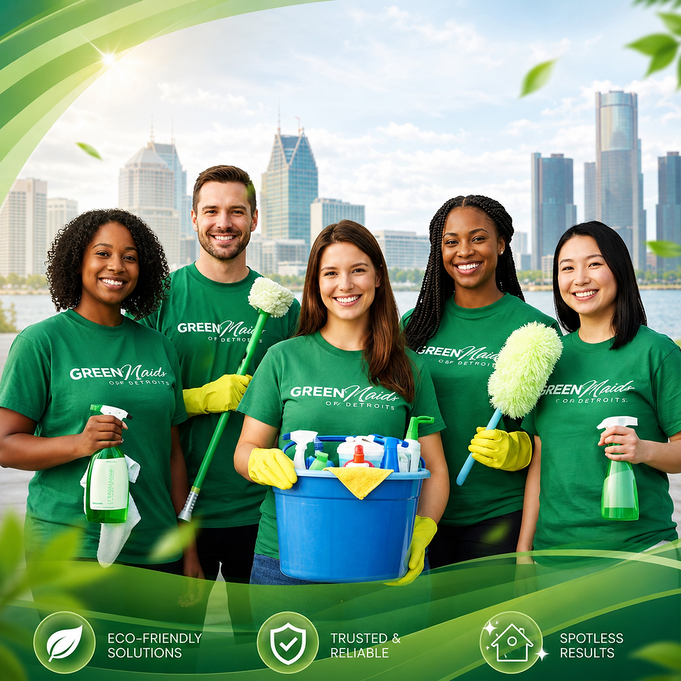 Professional home cleaning team with eco-friendly supplies.
