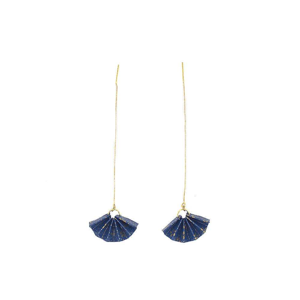 Sensu Paper Origami thread-through earring - Midnight blue