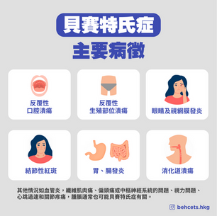 【貝賽特氏症主要病徵❗】