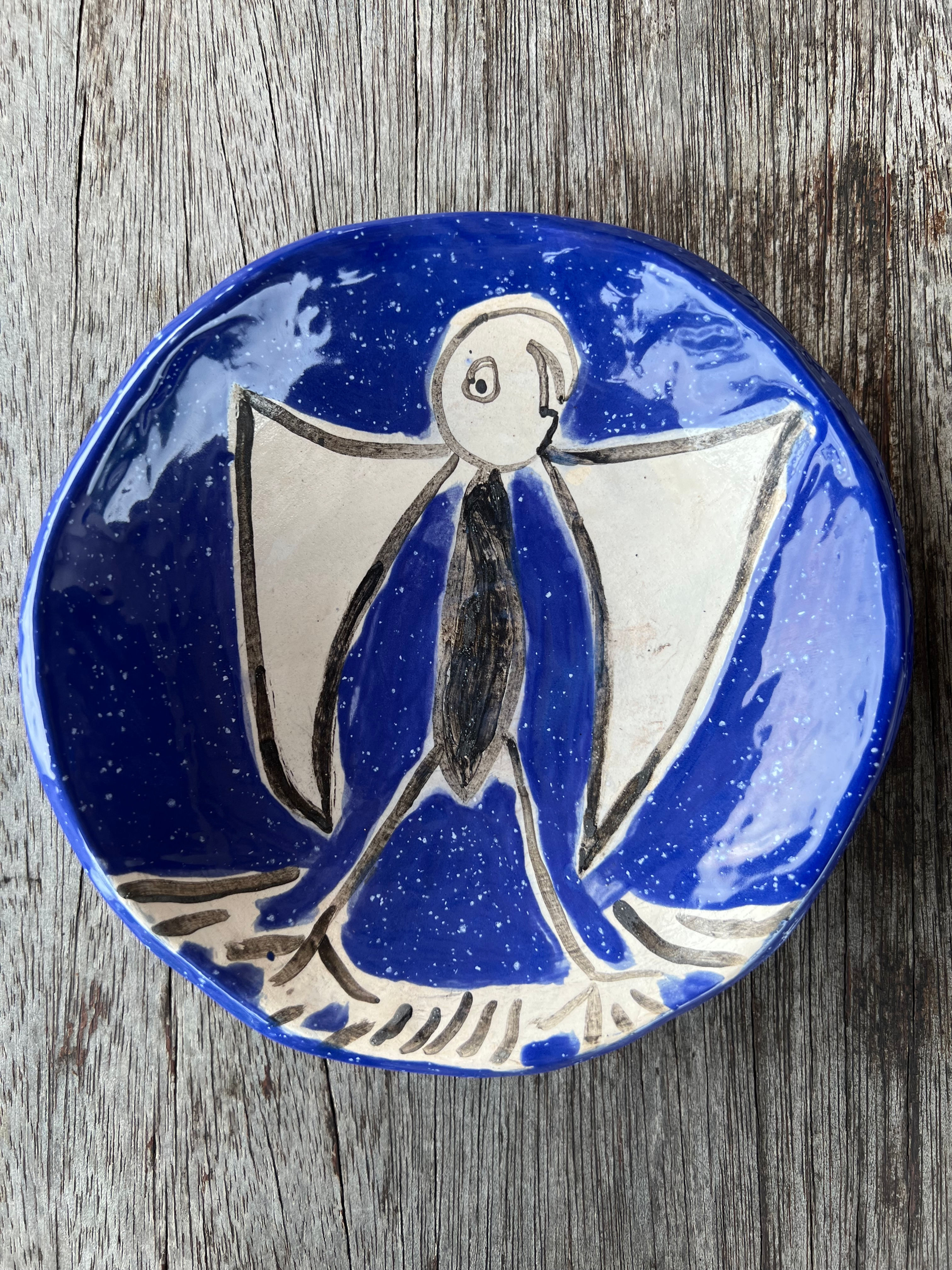 Assiette émaillée bleue