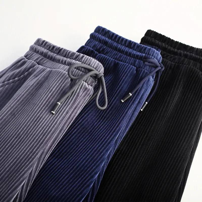 Women Elegant Black Pants Lace Up Elastic Waist Streetwear 2024 Autumn Winter