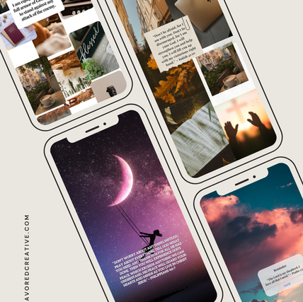 Collage of Christian aesthetic phone wallpapers featuring Bible verses on soft neutral backgrounds displayed on iPhone mockups.