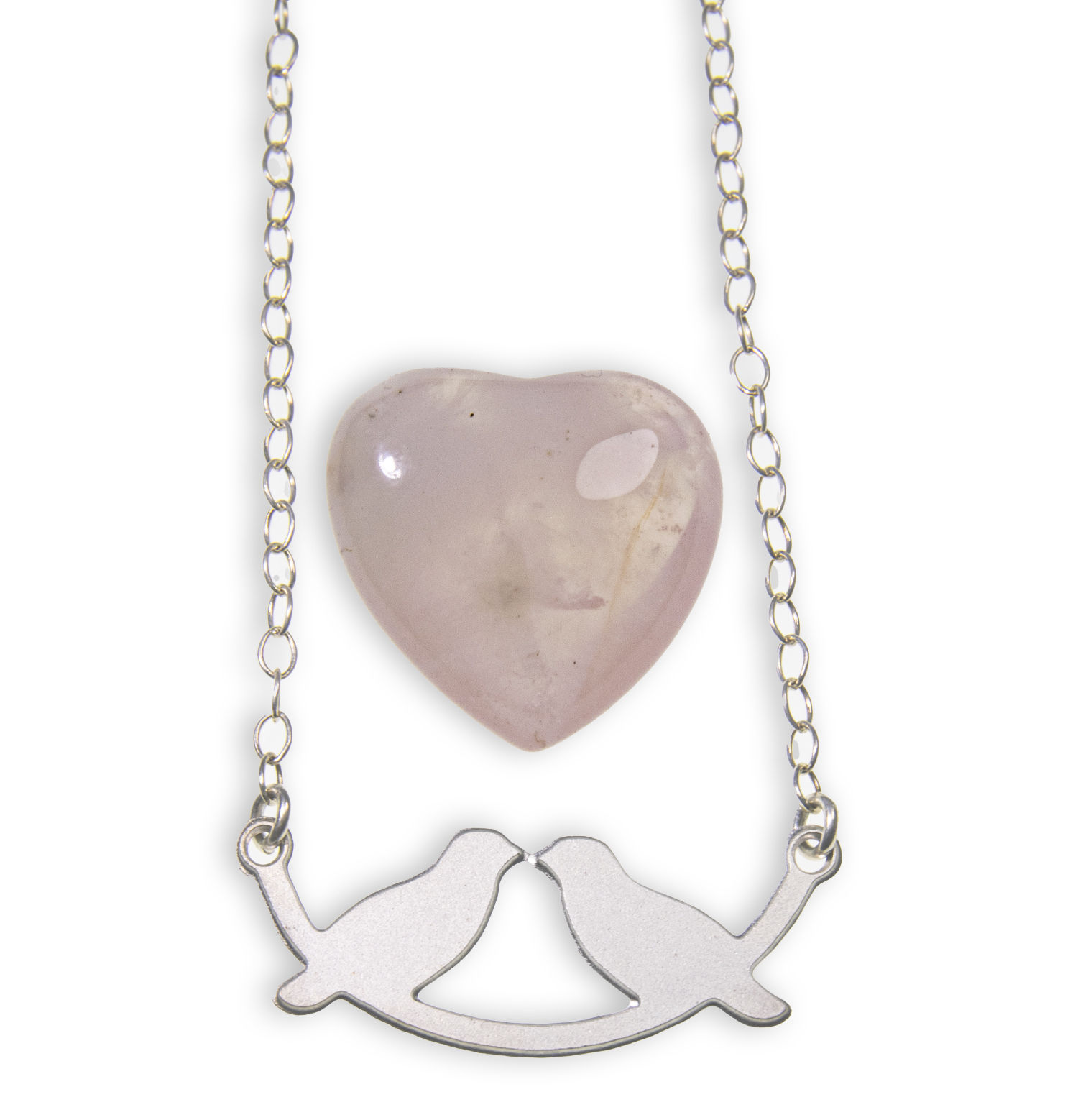 שרשרת ציפורים על נדנדה מוכספת קטנה ואבן רוז קוורץ מתנה, שליח עד הבית חינם