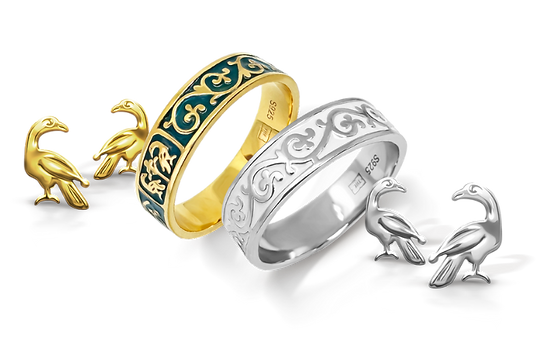 04. echo of grace two doves ring doves earrings set ocean blue thesauri temporum minimalis