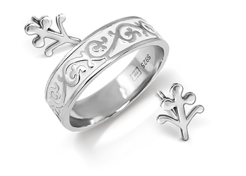 05. echo of grace two doves ring flower earrings set white thesauri temporum minimalist he