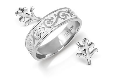 05. echo milosti dve holubice prsteň kvet náušnice sada biely thesaurus temporum minimalistický on