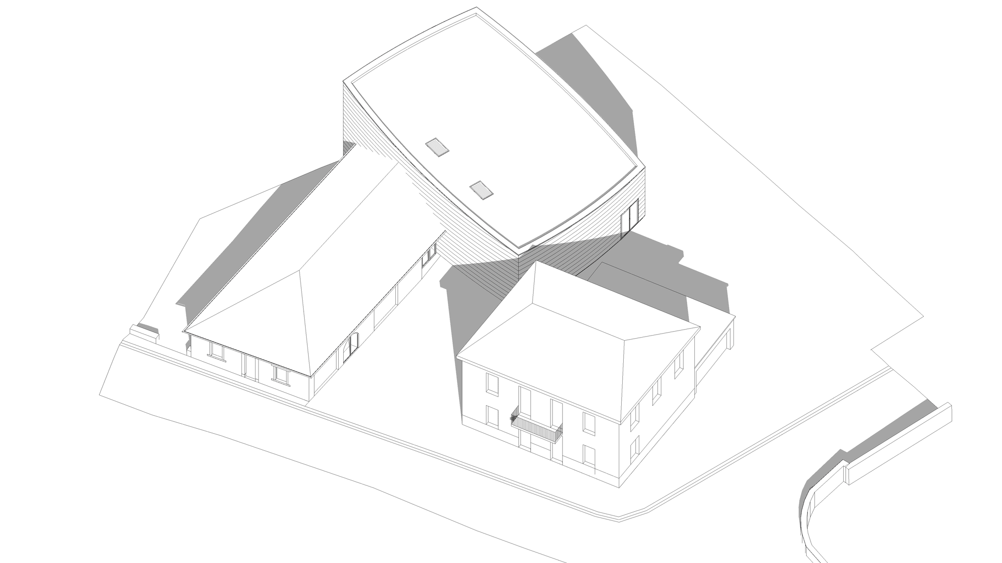 axonométrie vivant de l'extension de la salle de concert 