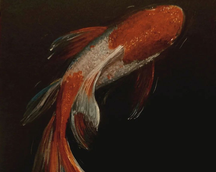 red koi watercolor art