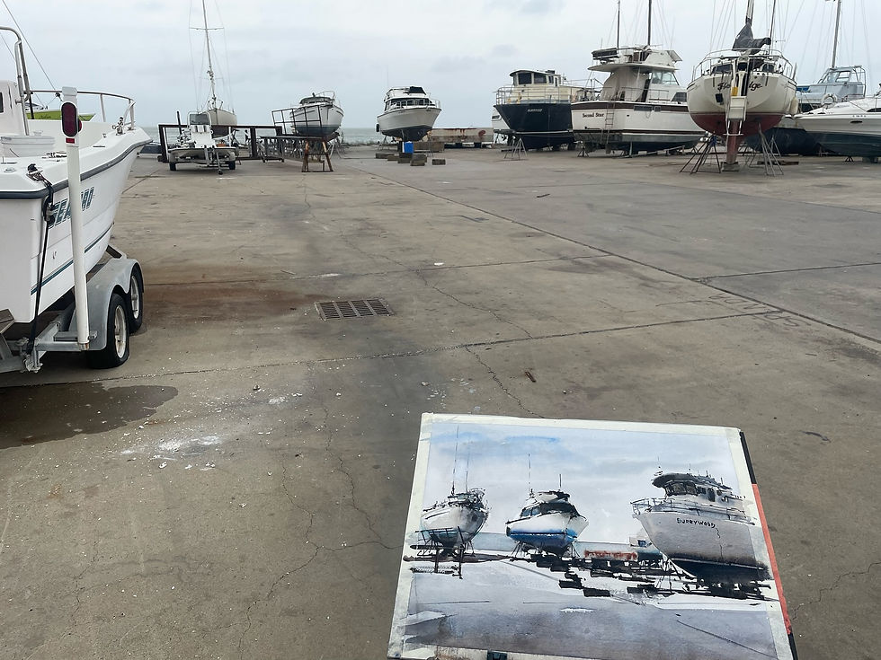 Burrywood, a Fresh from the Easel Plein Air piece from the Boat Yard Series of Watercolorist, Al Kline