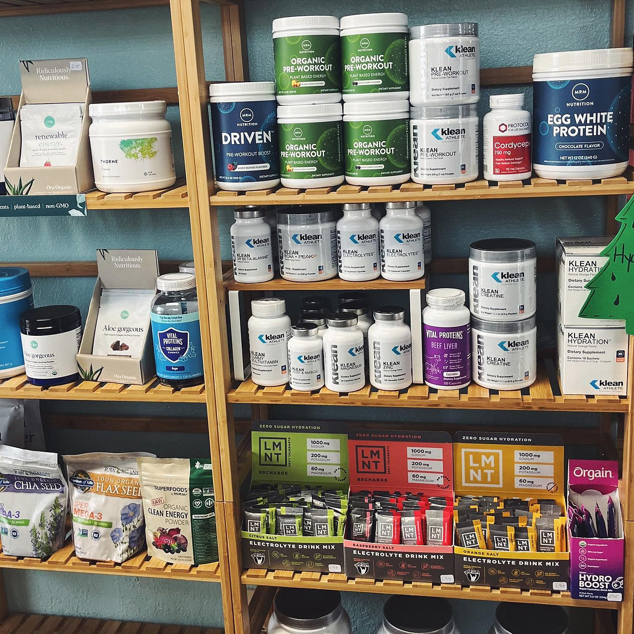 Inside Island Wellness & Nutrition wellness shop on Padre Island - supplement product display