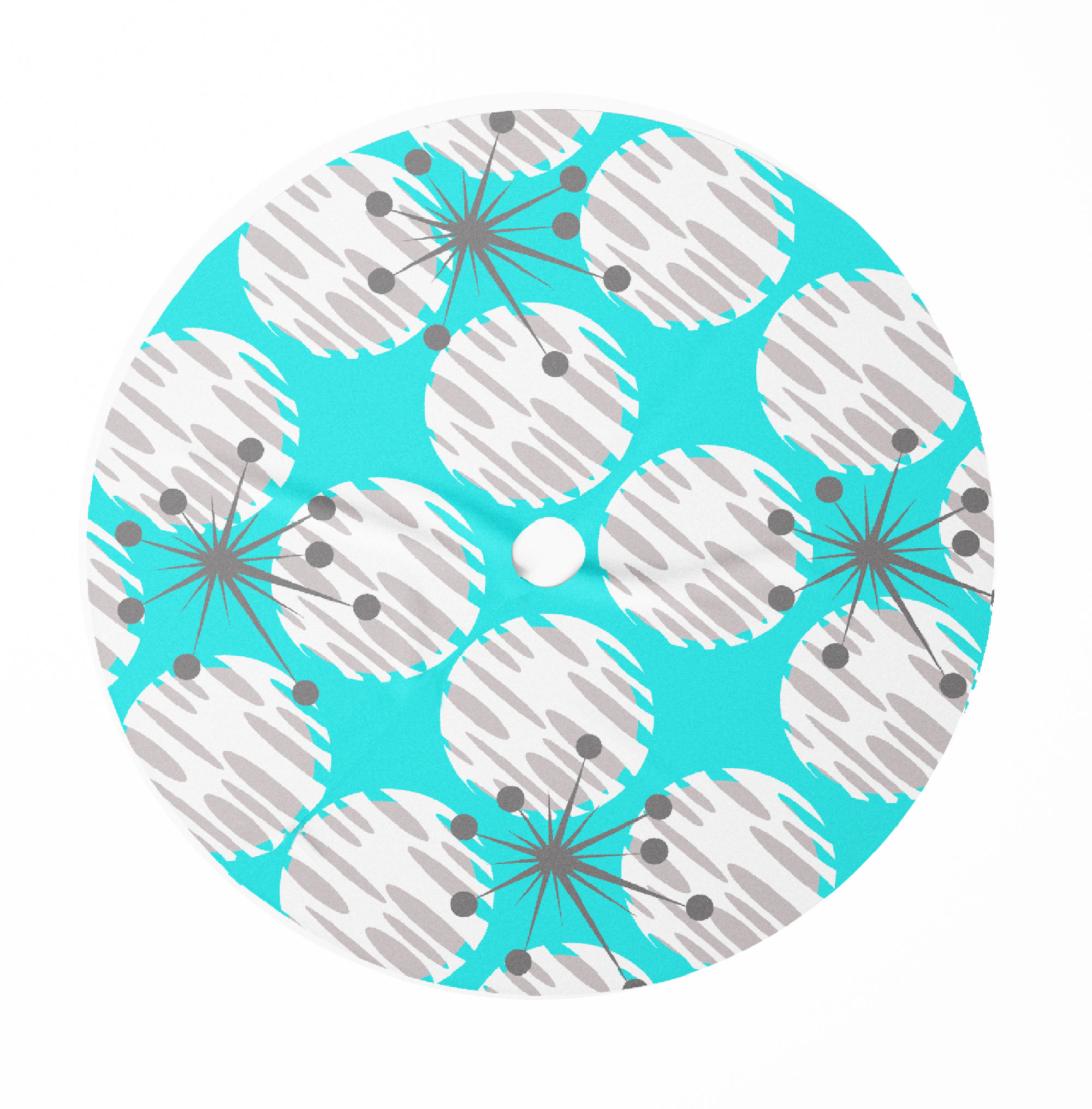 Mod Blue Christmas Tree Skirt- Mid Century Modern Christmas Tree Skirt- Aqua Christmas Tree Skirt