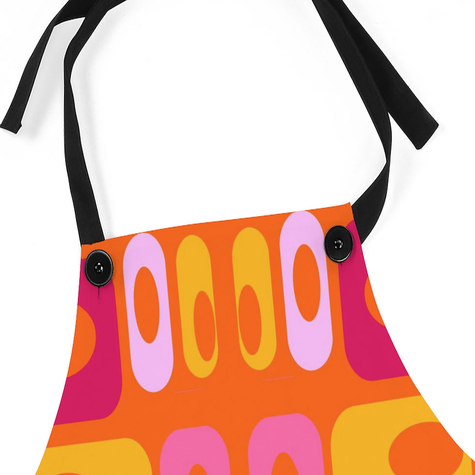 Thumbnail: Orange Geometric Modern Kitchen Apron-Retro Kitchen Apron-Geometric Pink Apron