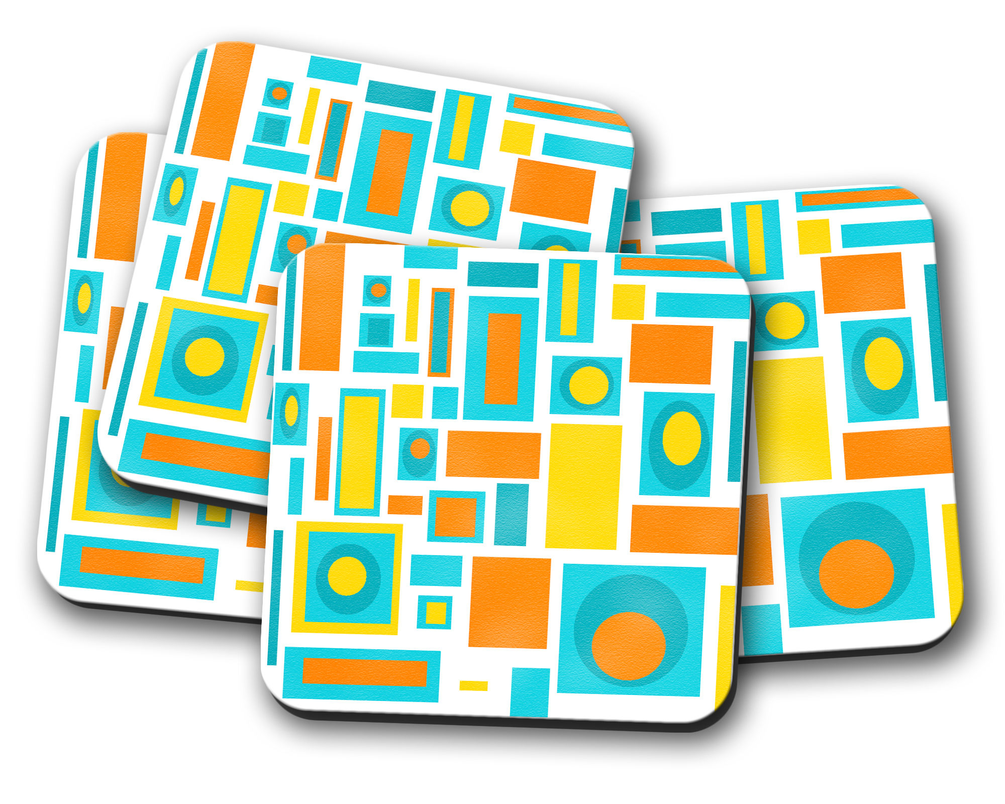 mid century modern coasters- retro drink coasters - mcm drink coaster set- geometric mcm coasters