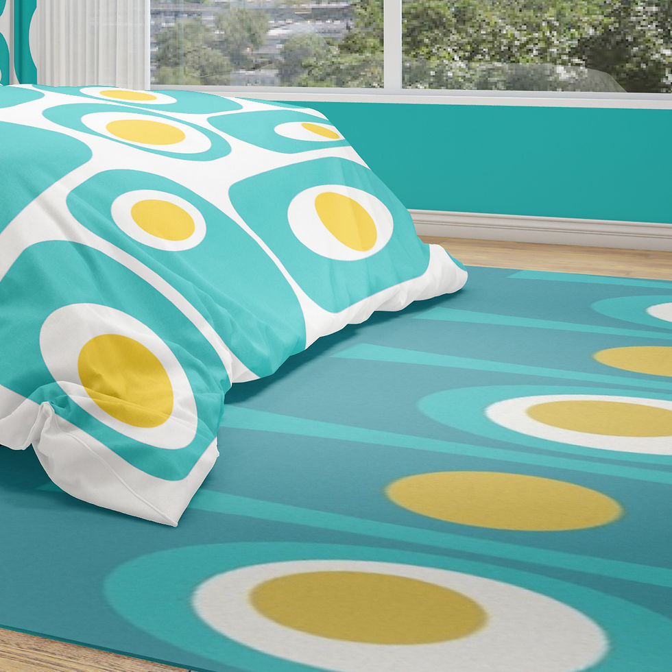 Thumbnail: Mid Century Modern Retro Modern  Duvet Cover -turquoise retro bedding- Turquoise MCM Bedding- mid century duvet set