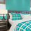 Thumbnail: Mid Century Modern -3 pc Duvet Cover Set-turquoise retro bedding- Turquoise MCM Bedding- mid century geometric bedding