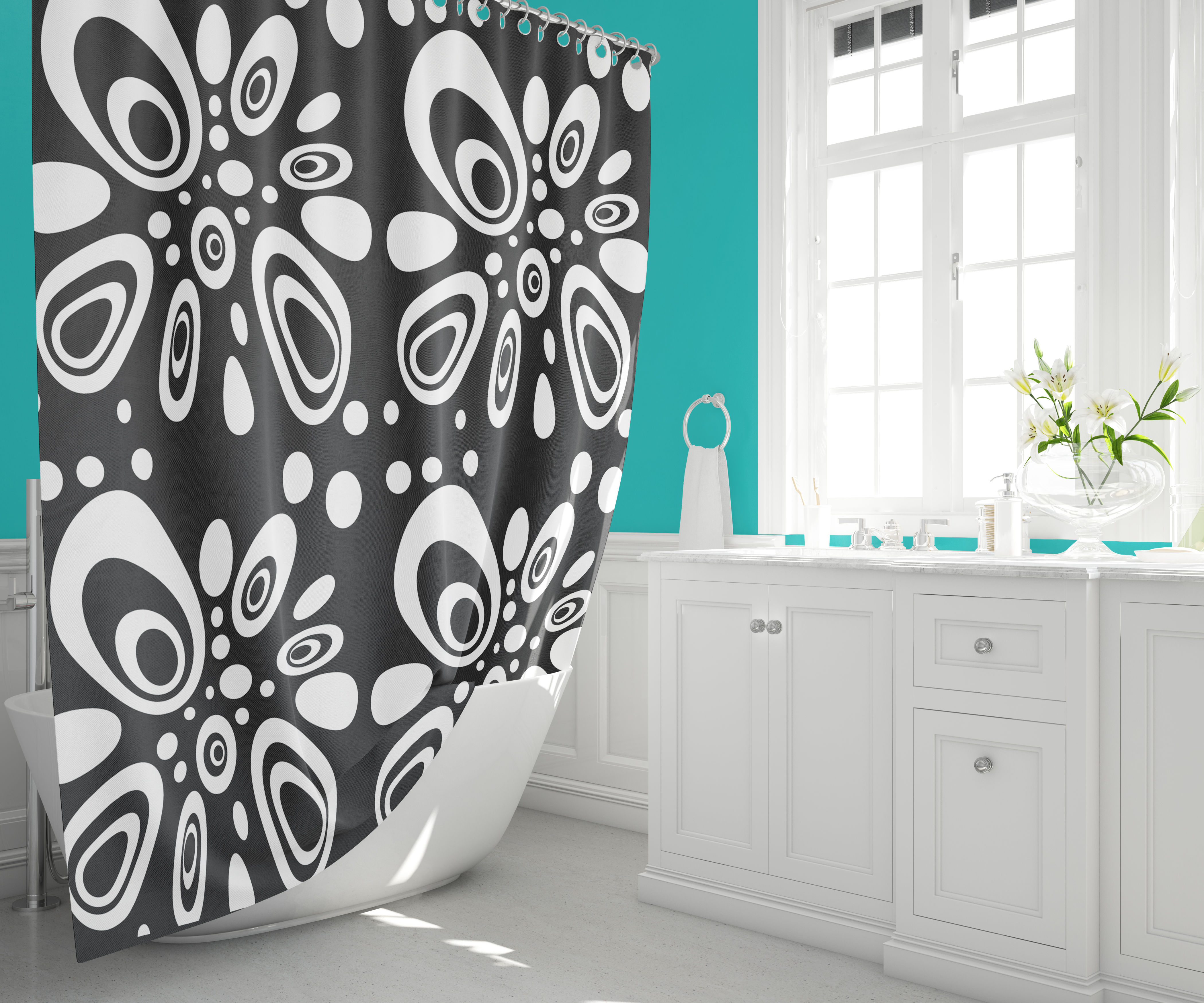 black and white shower curtain