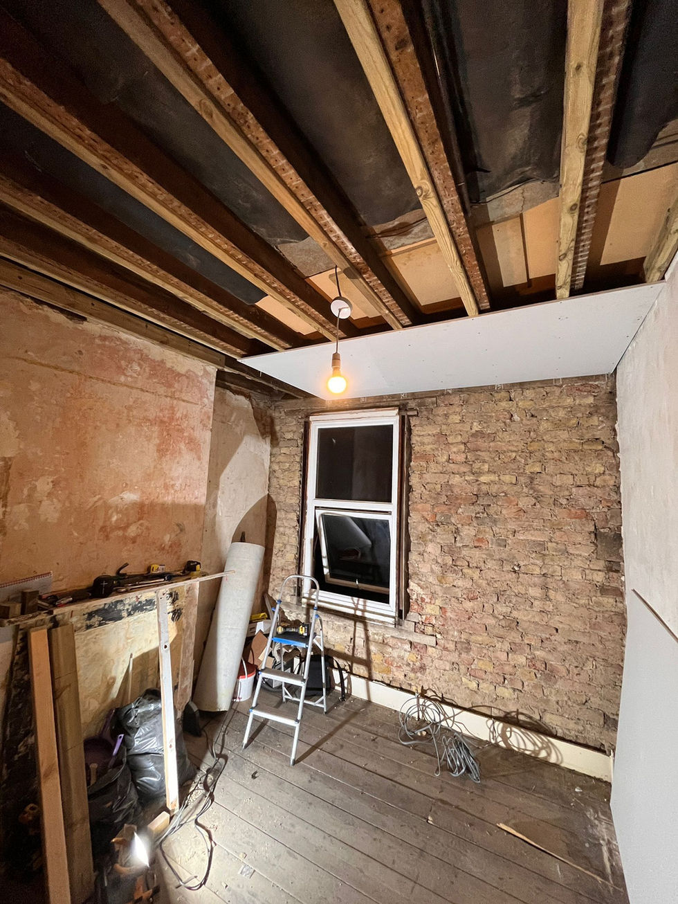 Exposed brick ready for lime plastering