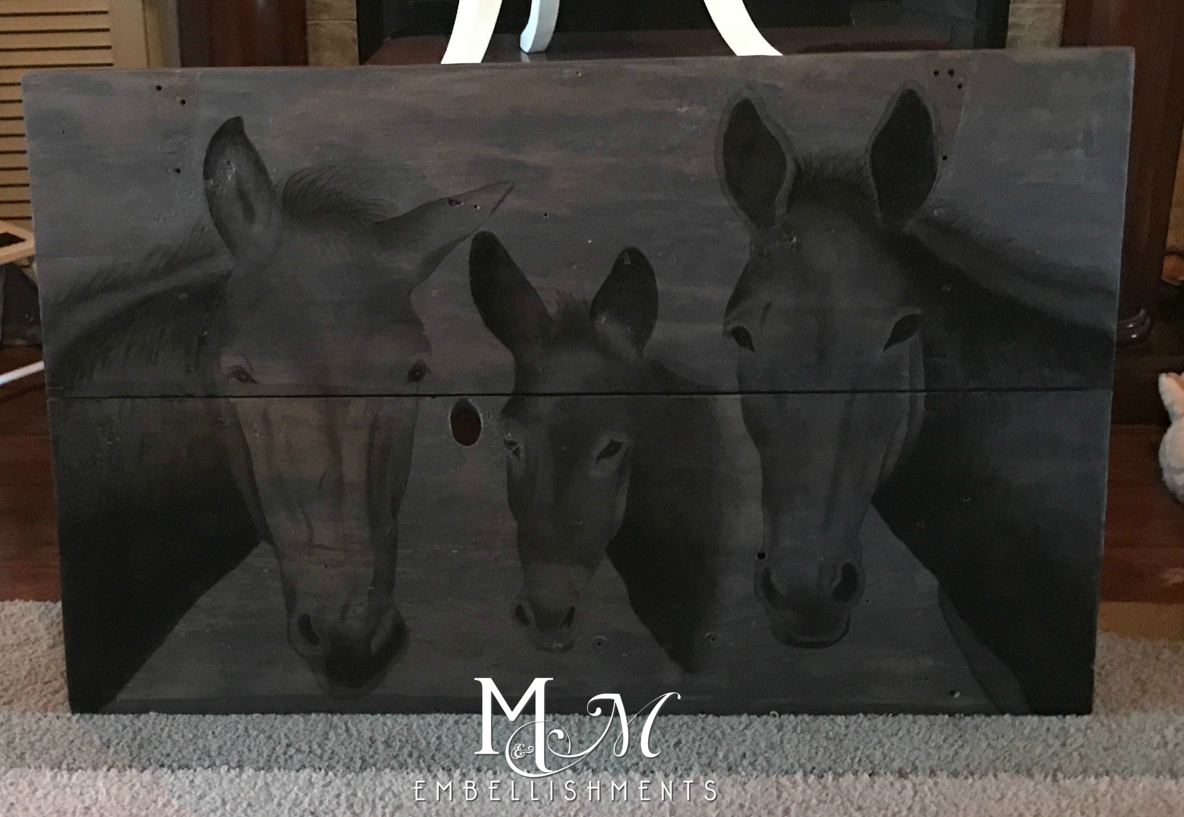 Hand Stained Mule on Barn Door